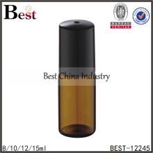10ml amber glass roll on bottle with black cap for perfume oil